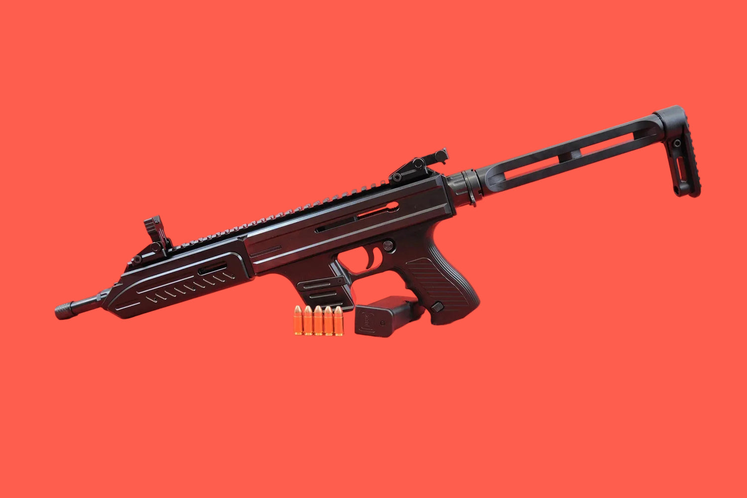 Halbautomatische Büchse KR-Weapons Mod. KRW 20 9mm Luger - Seitenansicht/Draufsicht