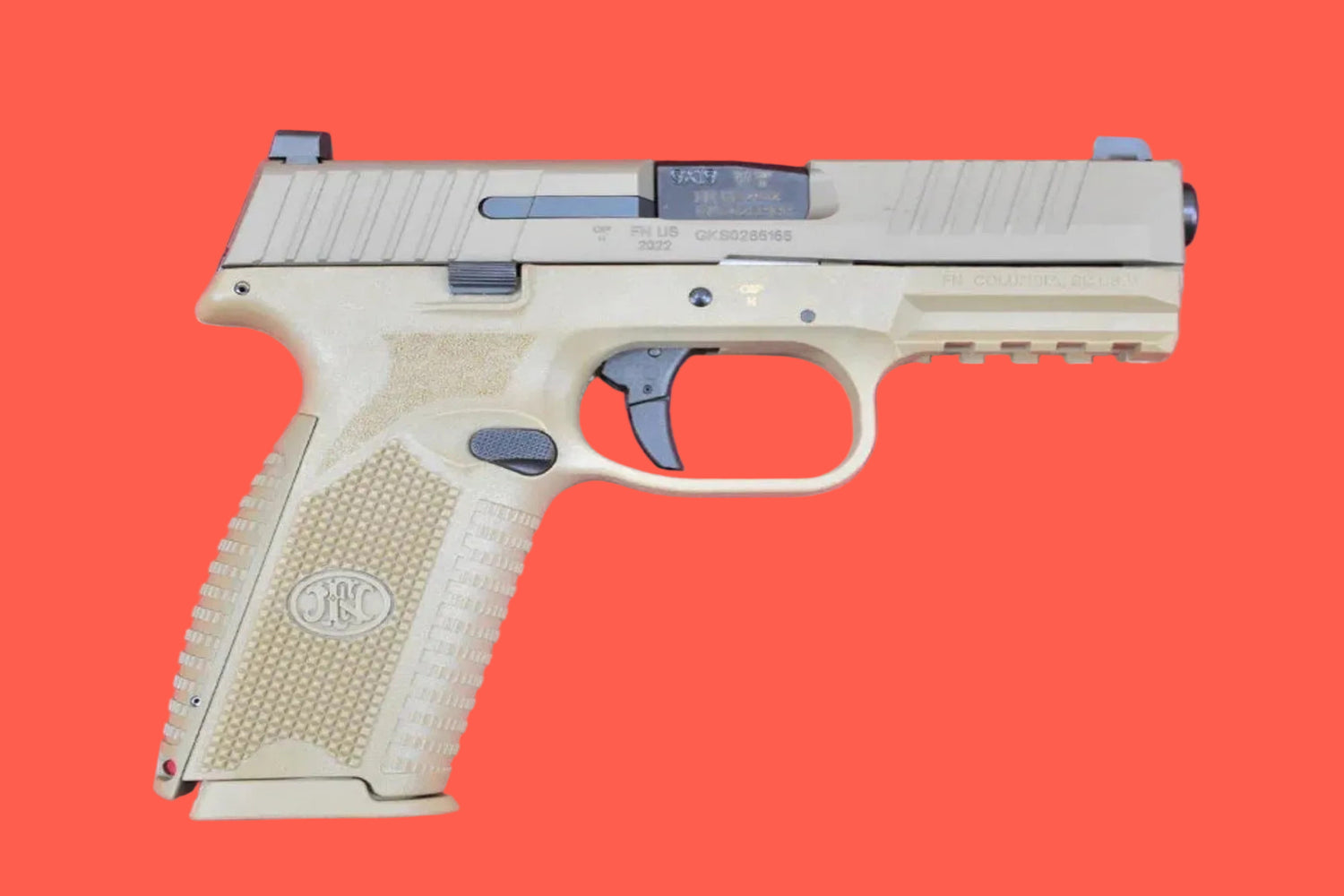 Halbautomatische Pistole FN 509 NMS FDE 9mm Luger - Seitenansicht rechts
