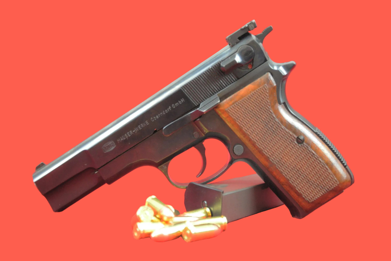 Halbautomatische Pistole Mauser Mod. 90 DA 9mm Luger gebraucht - Seitenansicht/Draufsicht