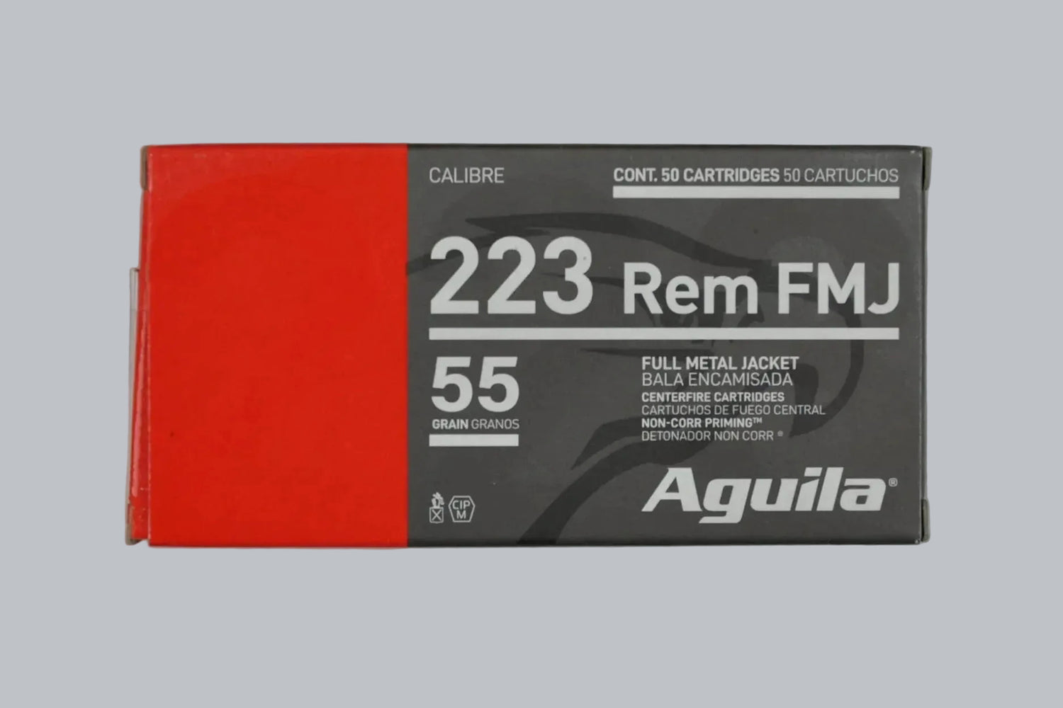 Munition Aguila FMJ .223 Rem. 55gr Munition, 3,6g/55gr Geschossgewicht, 20 Patronen Inhalt.