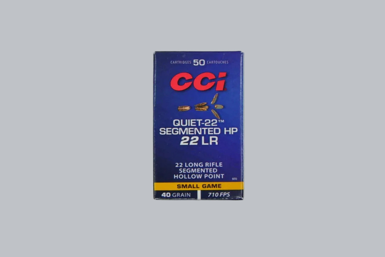 Munition CCI Quiet-22 Segmented HP .22 lr 40gr Munition, 2,6g/40gr Geschossgewicht, 50 Patronen Inhalt.
