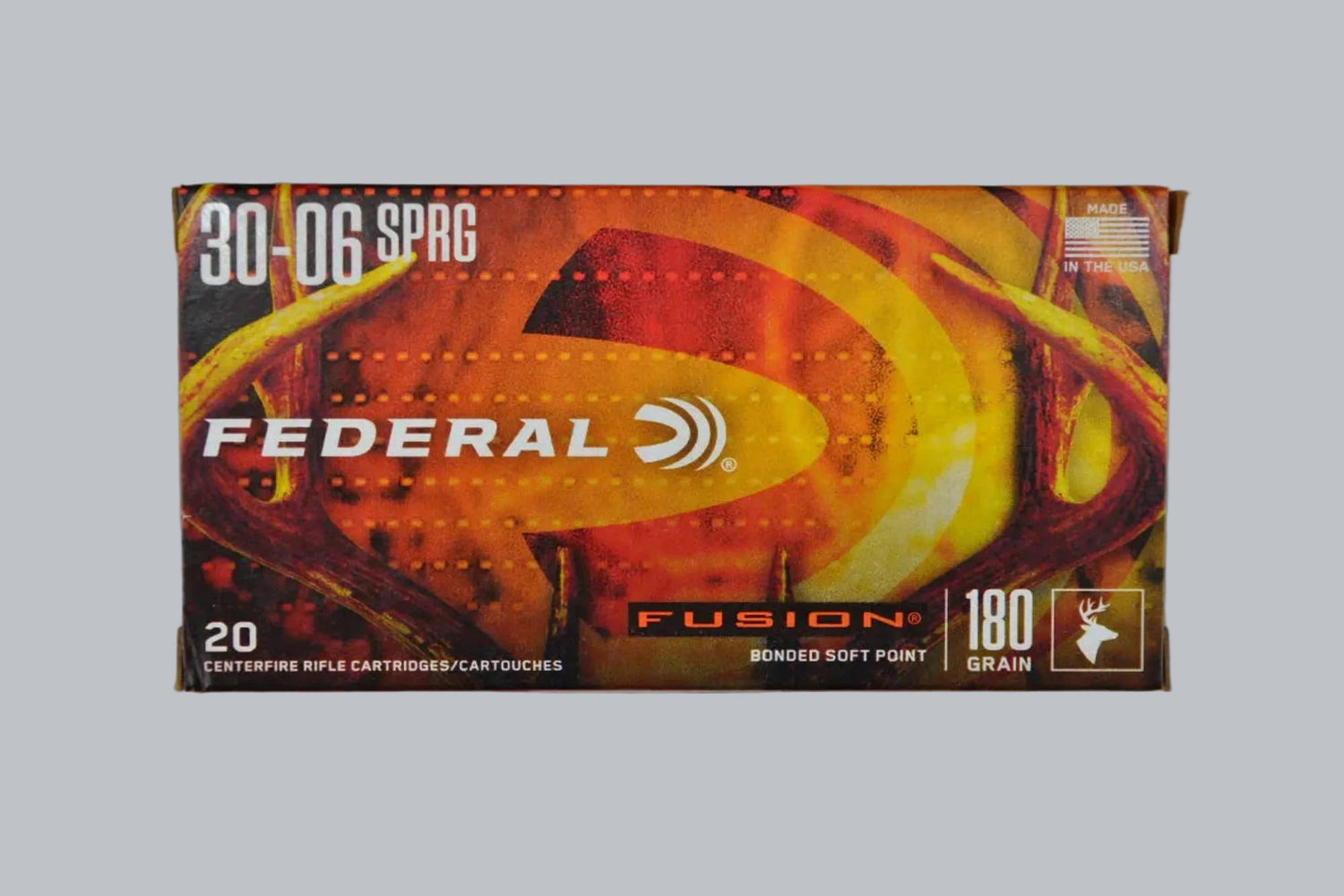 Munition Federal Fusion .30-06 Spring. 180gr Munition, 11,7g/180gr Geschossgewicht, 20 Patronen Inhalt.