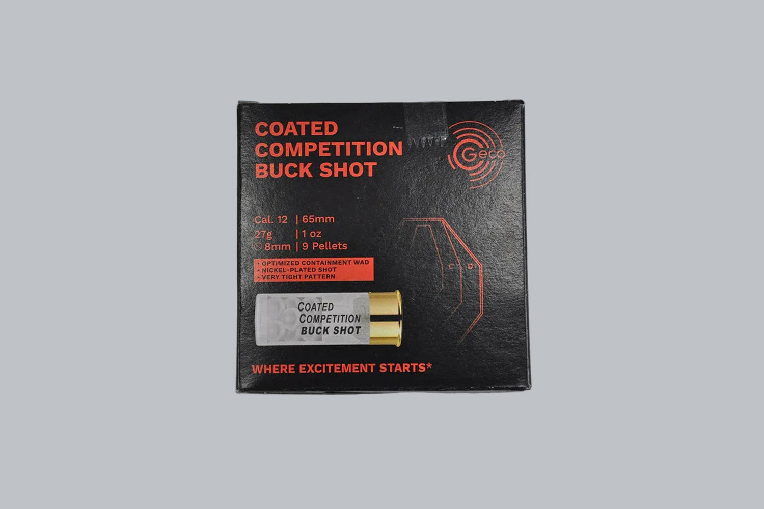 Munition GECO 12/65 CC Buck Shot 8mm Munition, Geschossgewicht, 25 Patronen Inhalt.