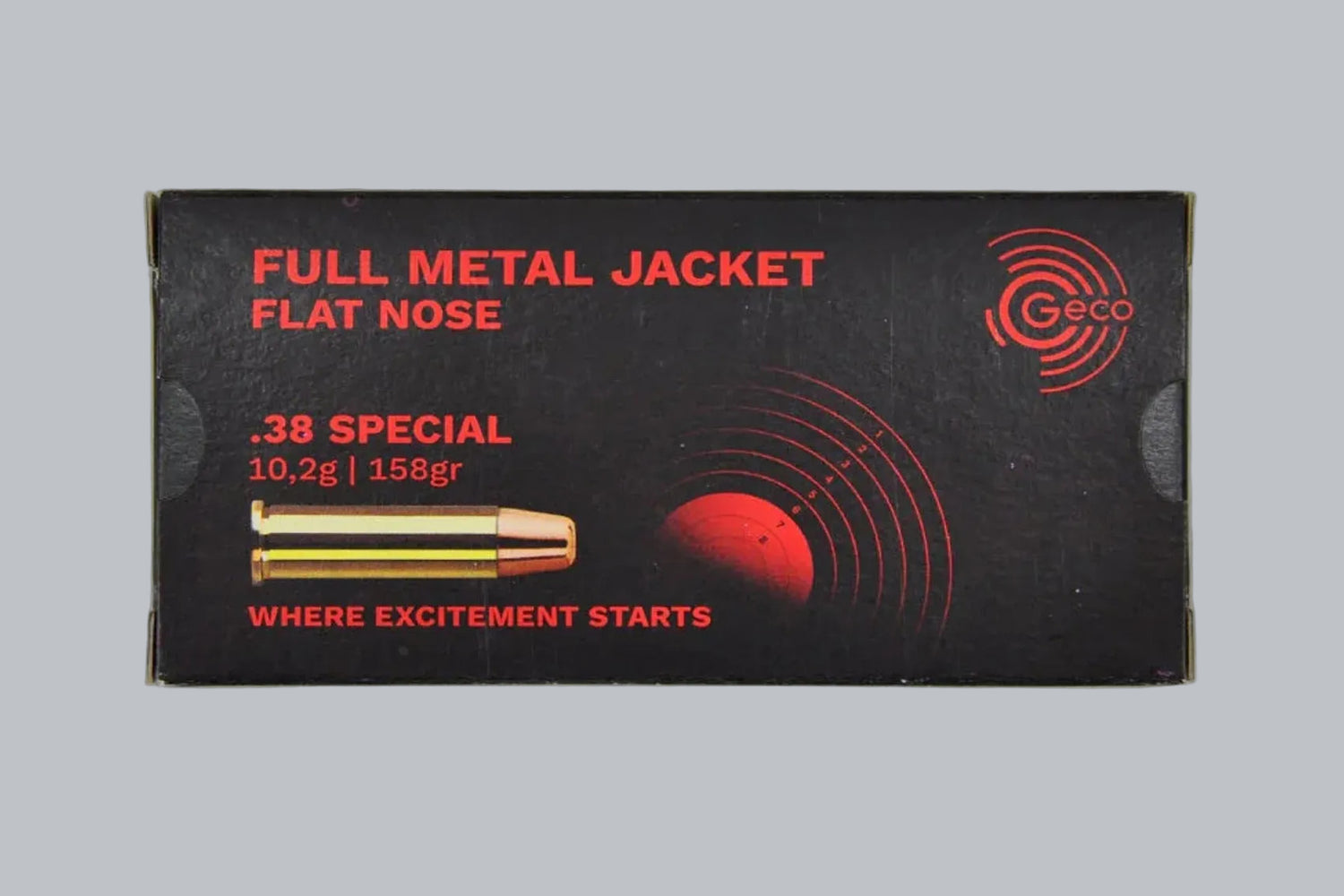 Munition Geco FMJ Flachkopf .38 Special 158gr *1000 Stück* Munition, 10,2g/158gr Geschossgewicht, 1000 Patronen Inhalt.