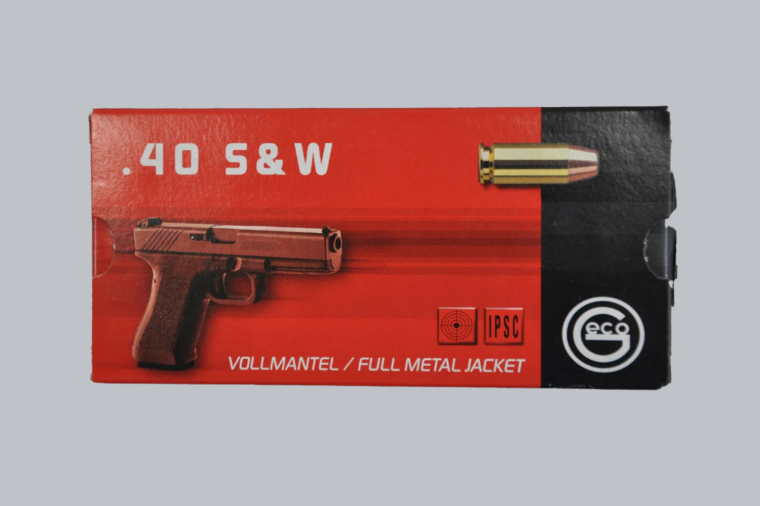 Munition Geco FMJ Flat .40 S&W 180gr *1000 Stück* Munition, 11,7g/180gr Geschossgewicht, 1000 Patronen Inhalt.