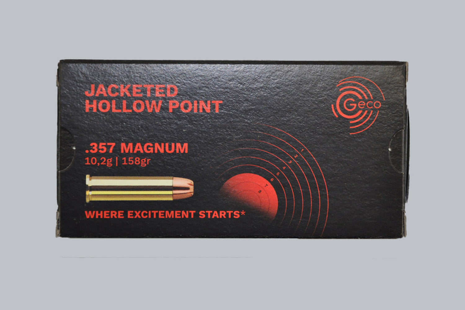 Munition Geco JHP .357 Magnum 158gr Munition, 10,2g/158gr Geschossgewicht, 50 Patronen Inhalt.