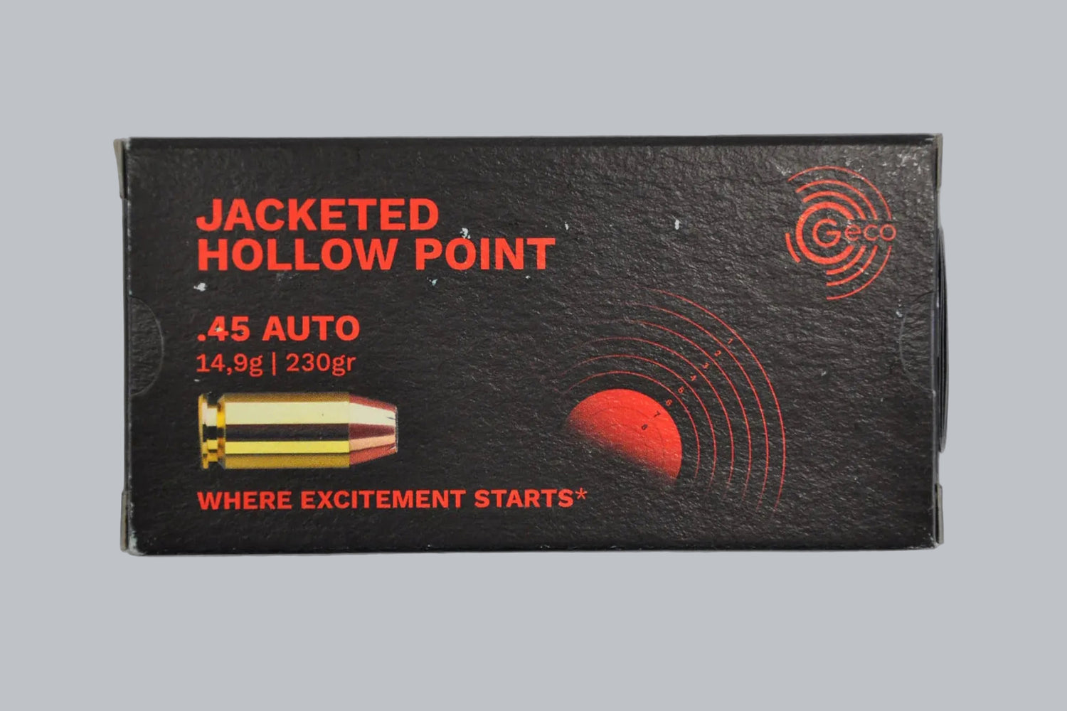Munition Geco JHP .45 ACP 230gr *1000 Stück* Munition, 14,9g/230gr Geschossgewicht, 1000 Patronen Inhalt.