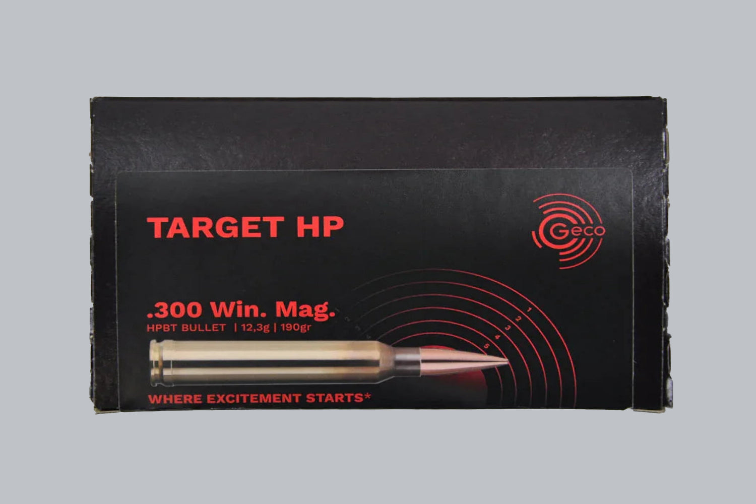 Munition Geco Target HP .300 Win. Mag. 190gr Munition, 12,3g/190gr Geschossgewicht, 50 Patronen Inhalt.