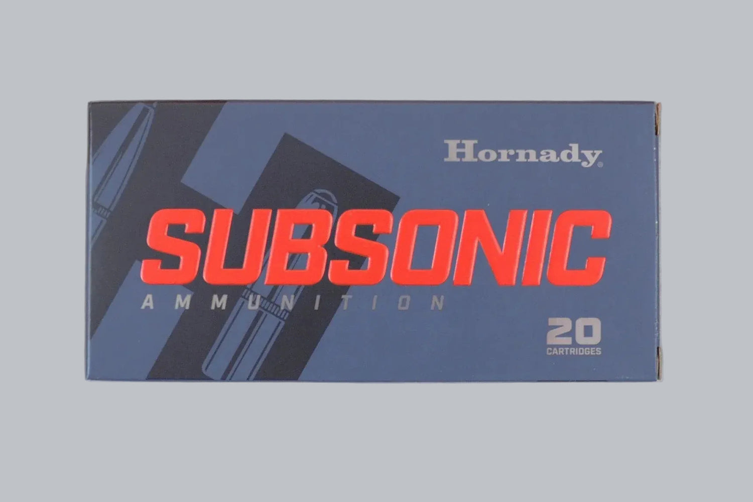 Munition Hornady SUB-X Subsonic .45-70 Govt 410 gr Munition, 26,6g/410gr Geschossgewicht, 20 Patronen Inhalt.