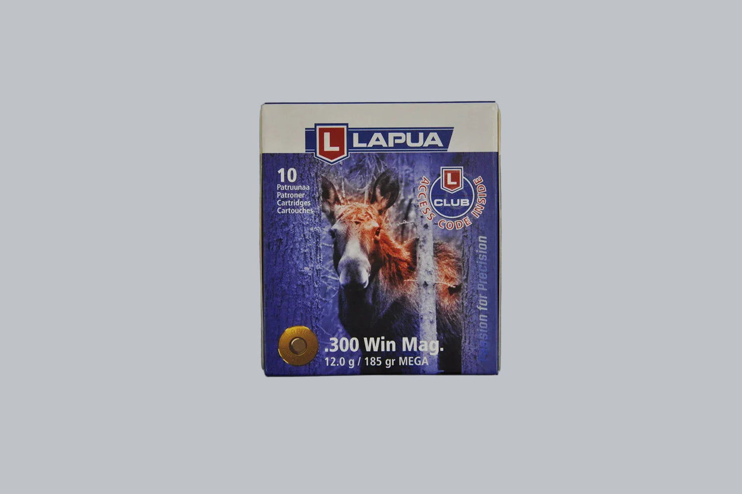 Munition Lapua MEGA .300 Win. Mag. 185gr Munition, 12,0g/185gr Geschossgewicht, 10 Patronen Inhalt.