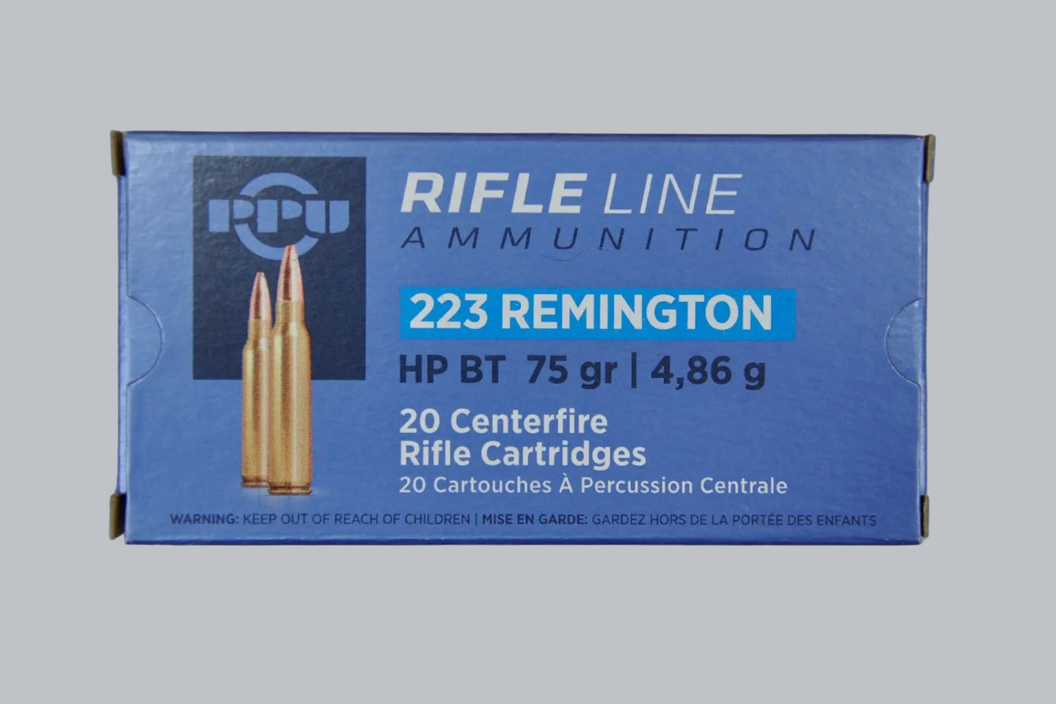 Munition PPU HP BT .223 Rem. 75gr Munition, 4,9g/75gr Geschossgewicht, 20 Patronen Inhalt.