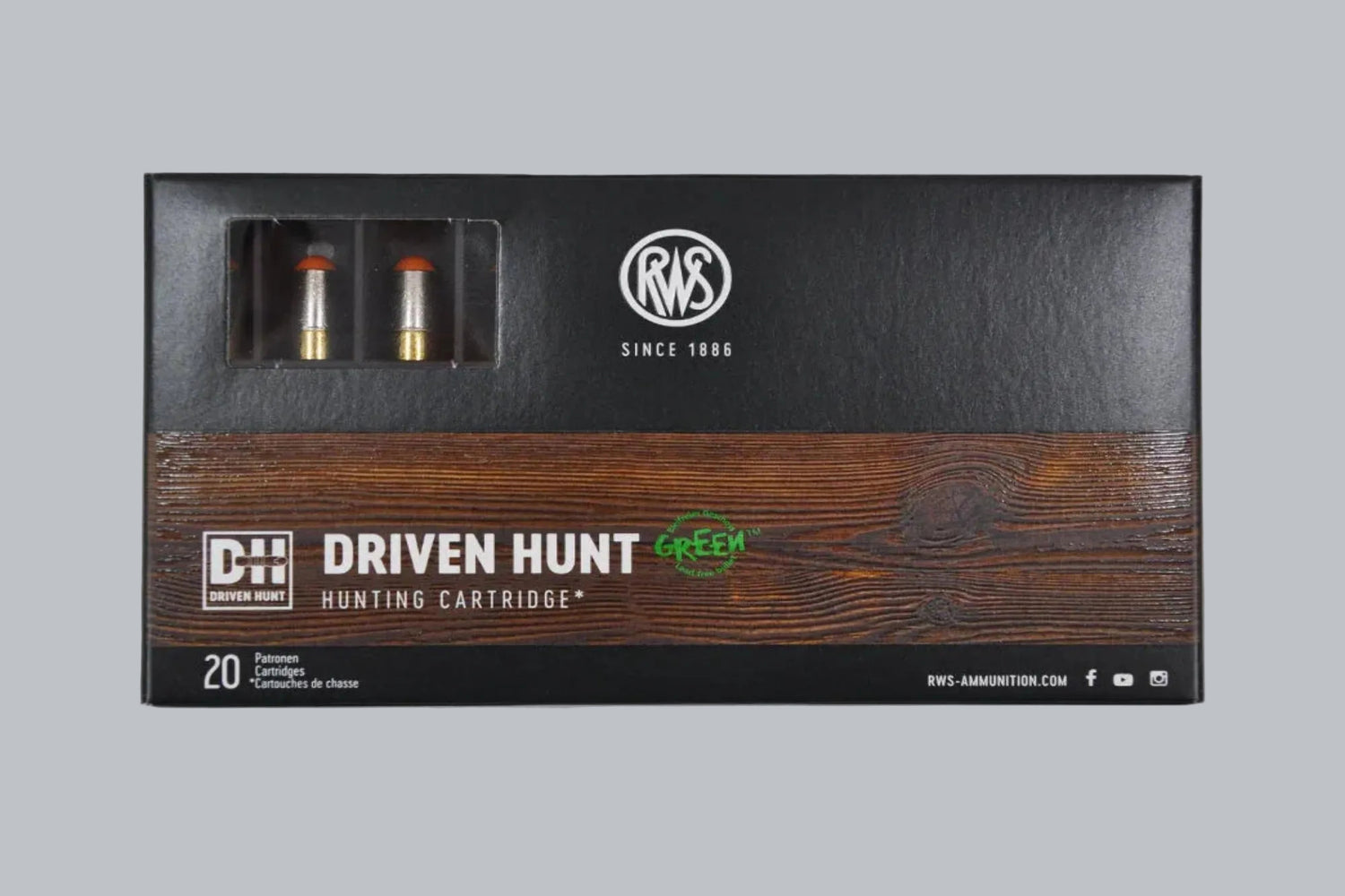 Munition RWS Driven Hunt .308 Win. 165gr Munition, 10,7g/165gr Geschossgewicht, 20 Patronen Inhalt.