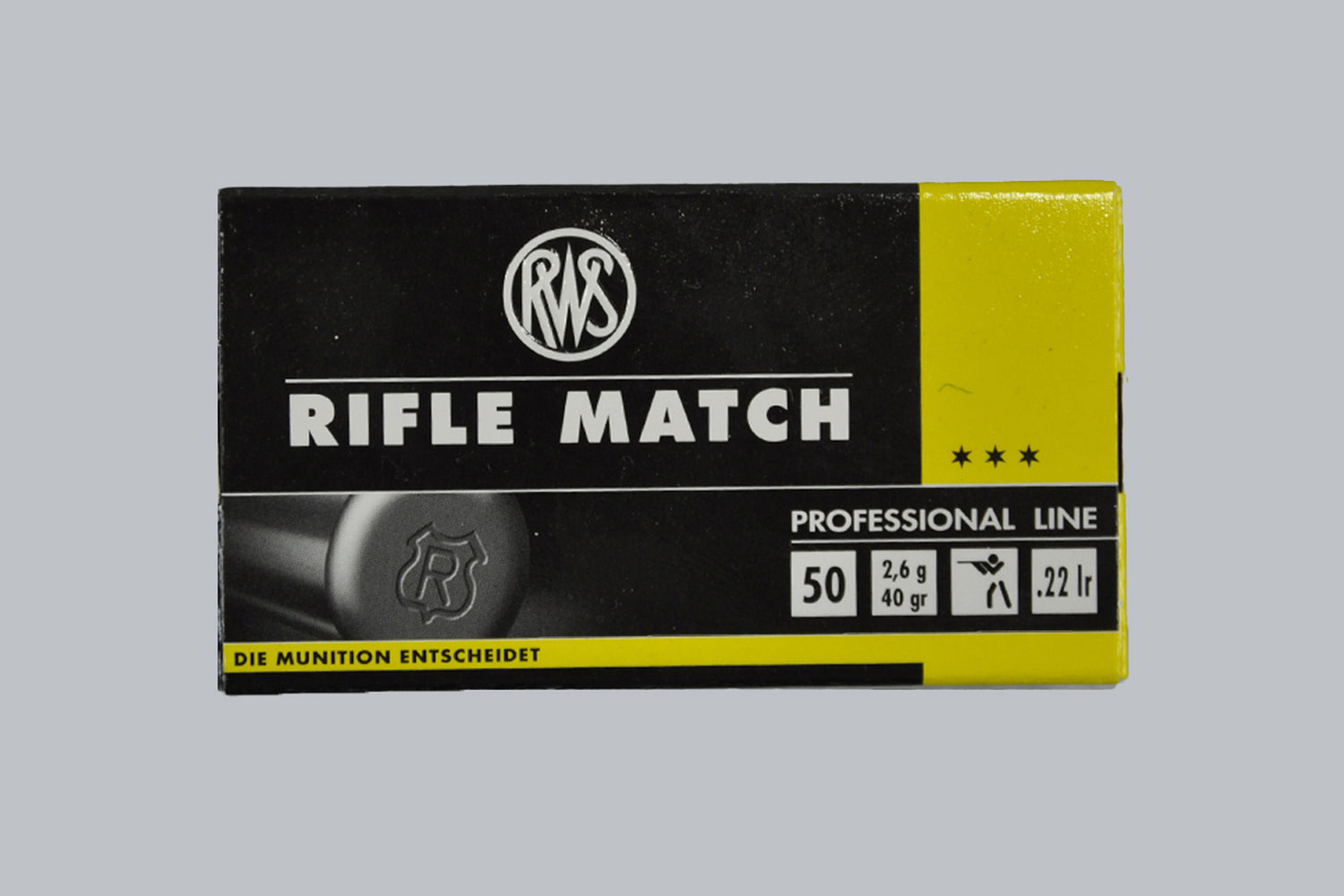 Munition RWS Rifle Match .22 lr Munition, 2,6g/40gr Geschossgewicht, 50 Patronen Inhalt.