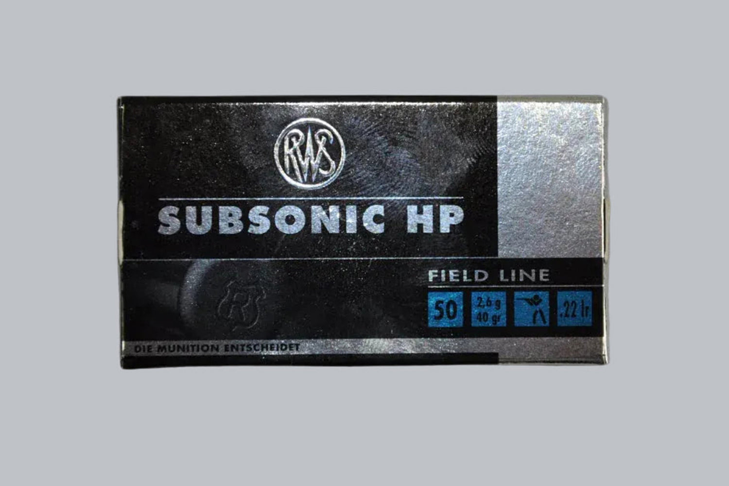 Munition RWS Subsonic HP .22 lr Munition, 2,6g/40gr Geschossgewicht, 50 Patronen Inhalt.