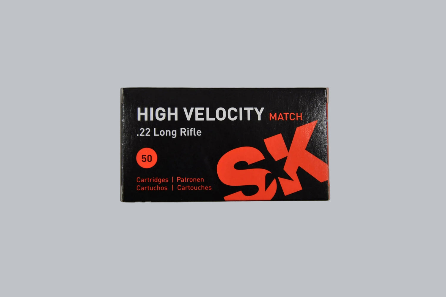 Munition SK High Velocity Match .22 lr Munition, 2,6g/40gr Geschossgewicht, 50 Patronen Inhalt.