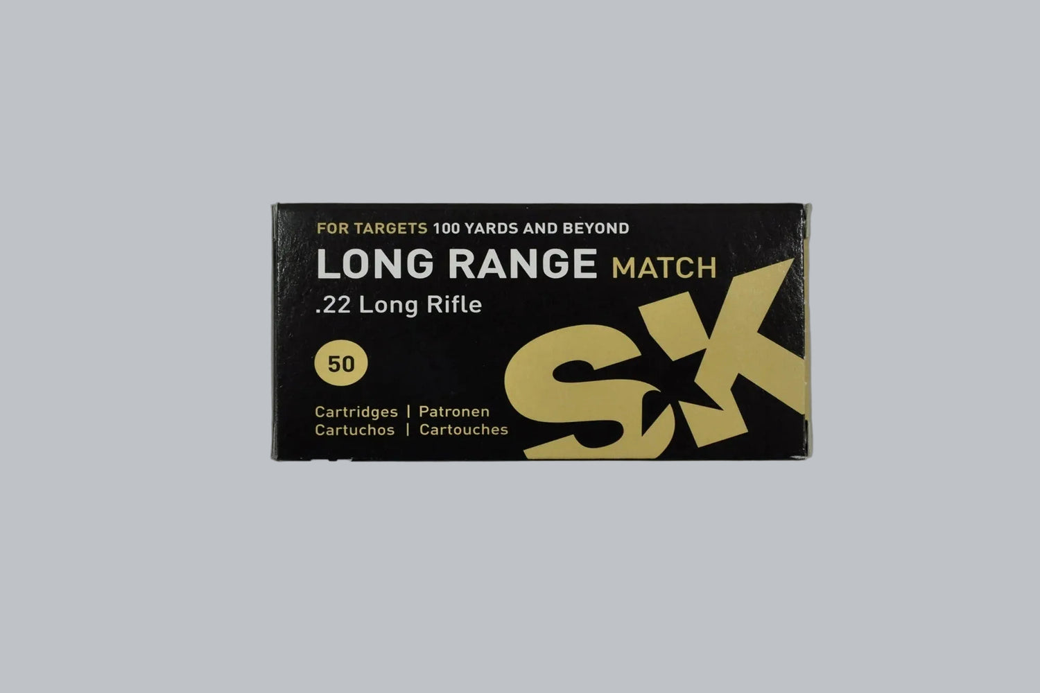 Munition SK Long Range Match .22 lr Munition, 2,6g/40gr Geschossgewicht, 50 Patronen Inhalt.