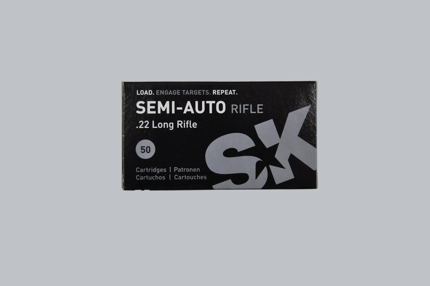Munition SK Semi Auto Rifle .22 lr Munition, 2,6g/40gr Geschossgewicht, 50 Patronen Inhalt.