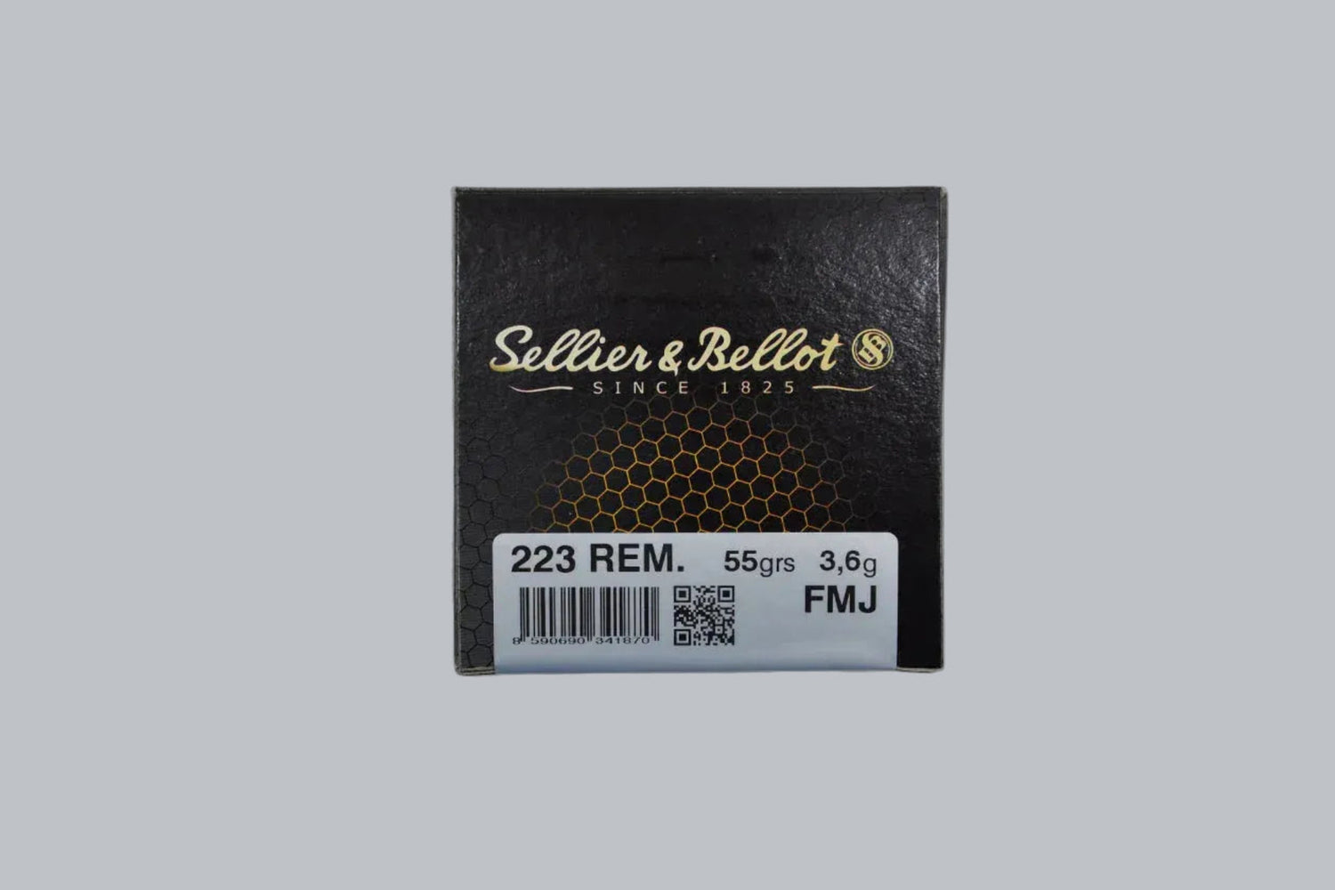 Munition Sellier & Bellot FMJ .223 Rem. 55gr Munition, 3,6g/55gr Geschossgewicht, 100 Patronen Inhalt.