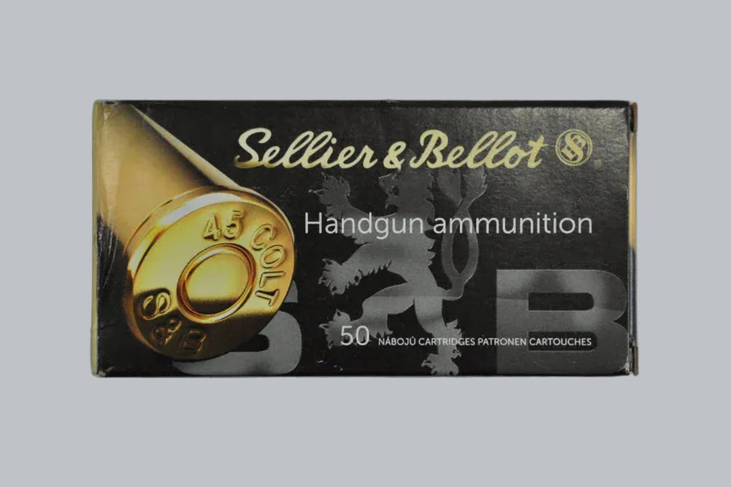 Munition Sellier & Bellot FMJ Rundkopf .45 Colt Munition, 2,6g/40gr Geschossgewicht, 50 Patronen Inhalt.