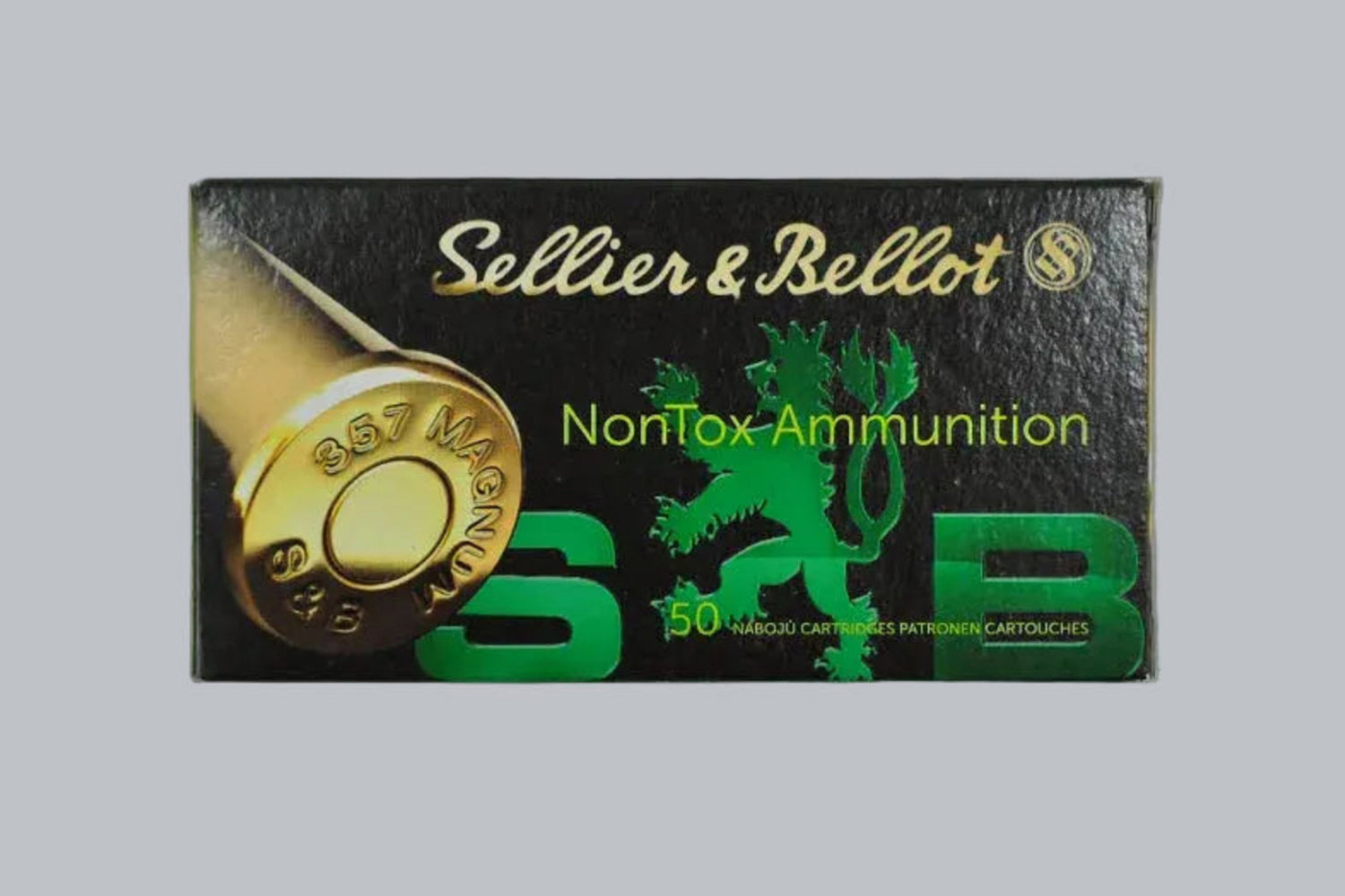 Munition Sellier & Bellot TFMJ NONTOX .357 Magnum 158gr Munition, 10,2g/158gr Geschossgewicht, 50 Patronen Inhalt.
