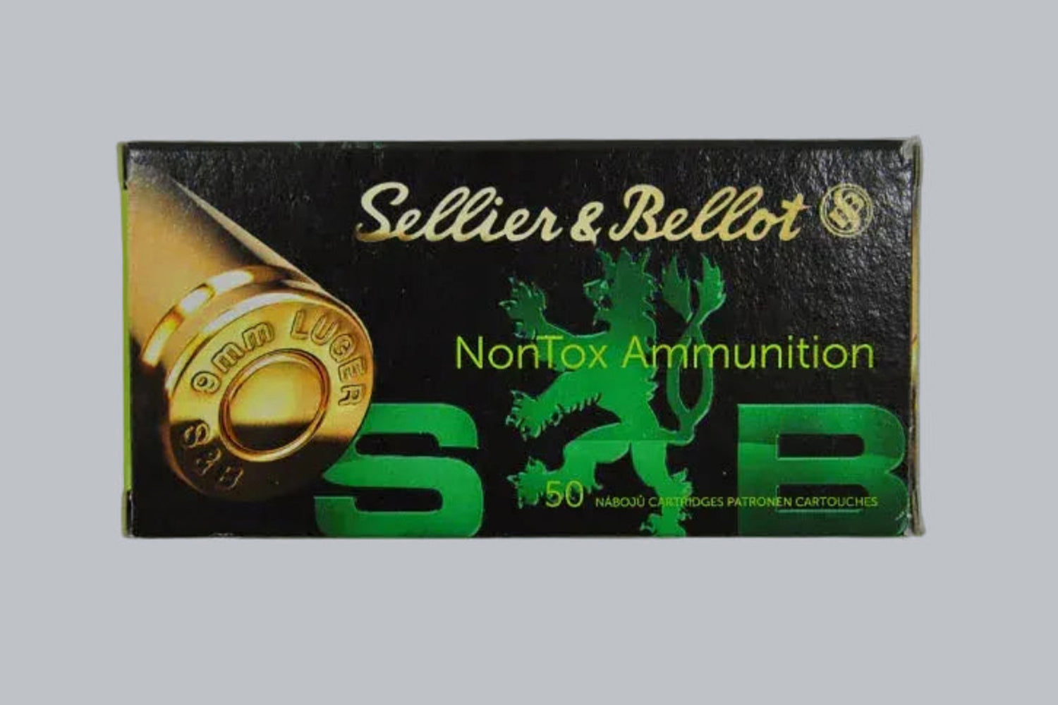 Munition Sellier & Bellot TFMJ NONTOX 9mm Luger 124gr Munition, 8,0g/124gr Geschossgewicht, 50 Patronen Inhalt.
