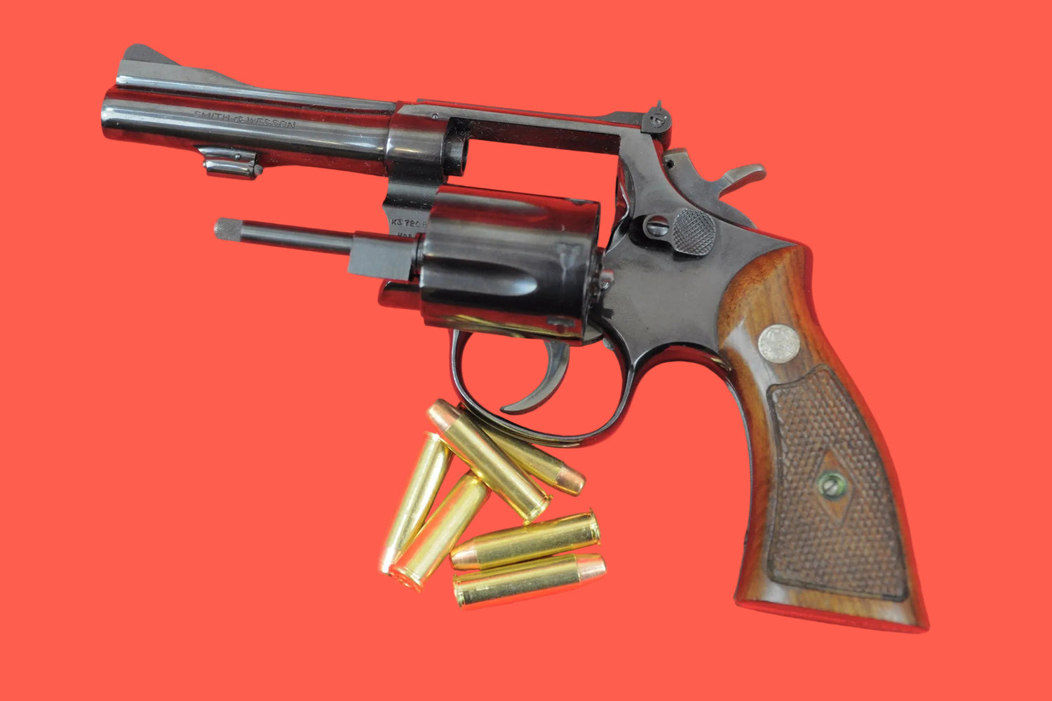 Revolver Smith & Wesson Mod. 15 .38 Special gebraucht - Seitenansicht/Draufsicht