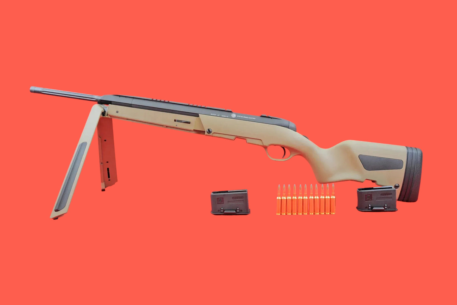 Steyr Scout Rifle MUD 6,5mm Creedmoor - Seitenansicht/Draufsicht
