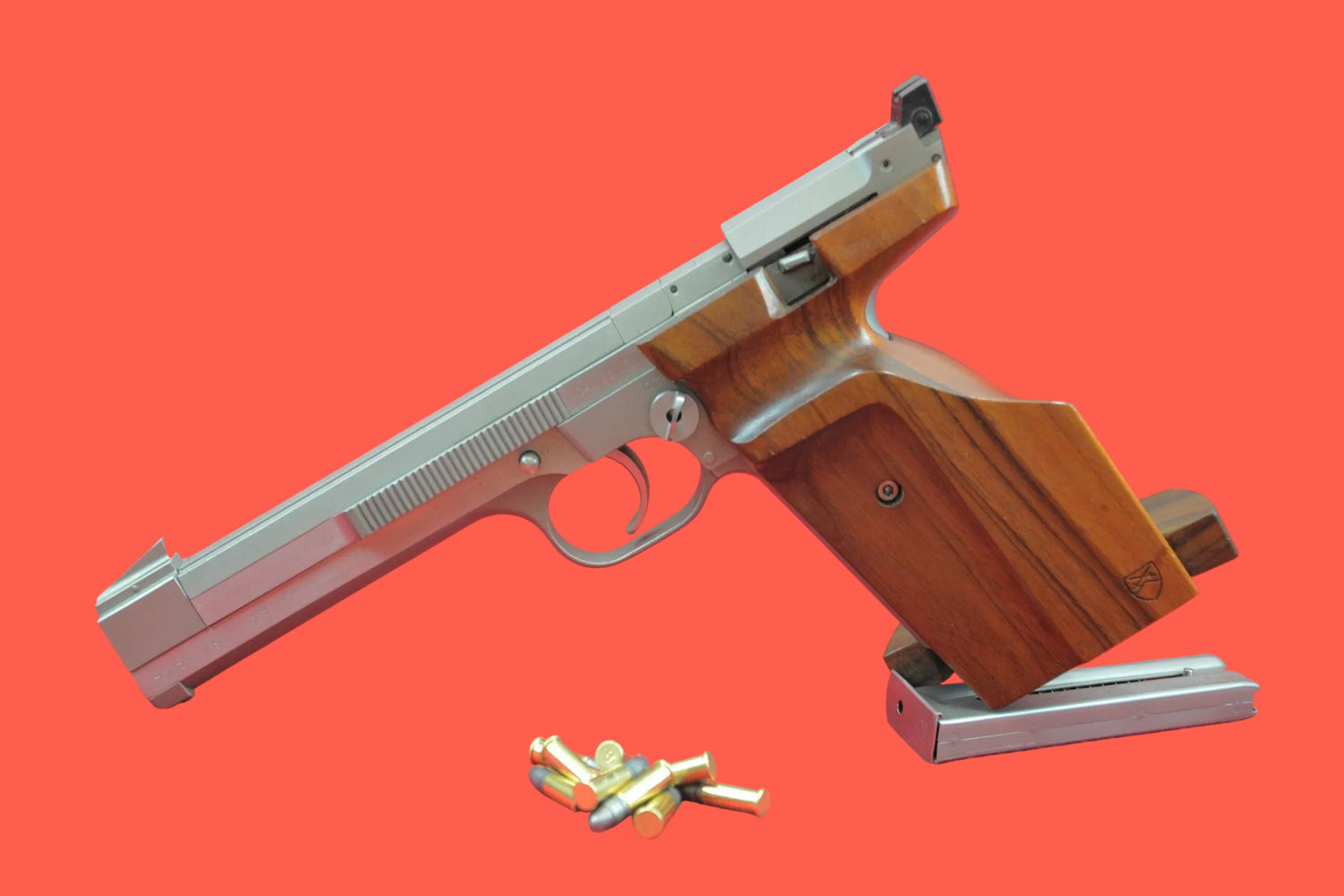 Halbautomatische Pistole Agner M80 .22 LR gebraucht - Seitenansicht/Draufsicht