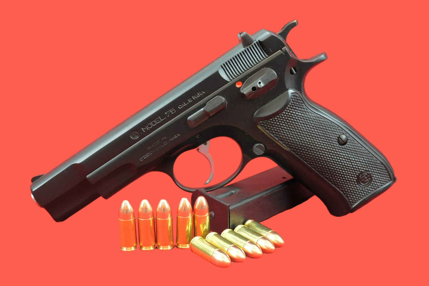 Halbautomatische Pistole CZ Mod. 75 9mm Luger gebraucht - Seitenansicht/Draufsicht