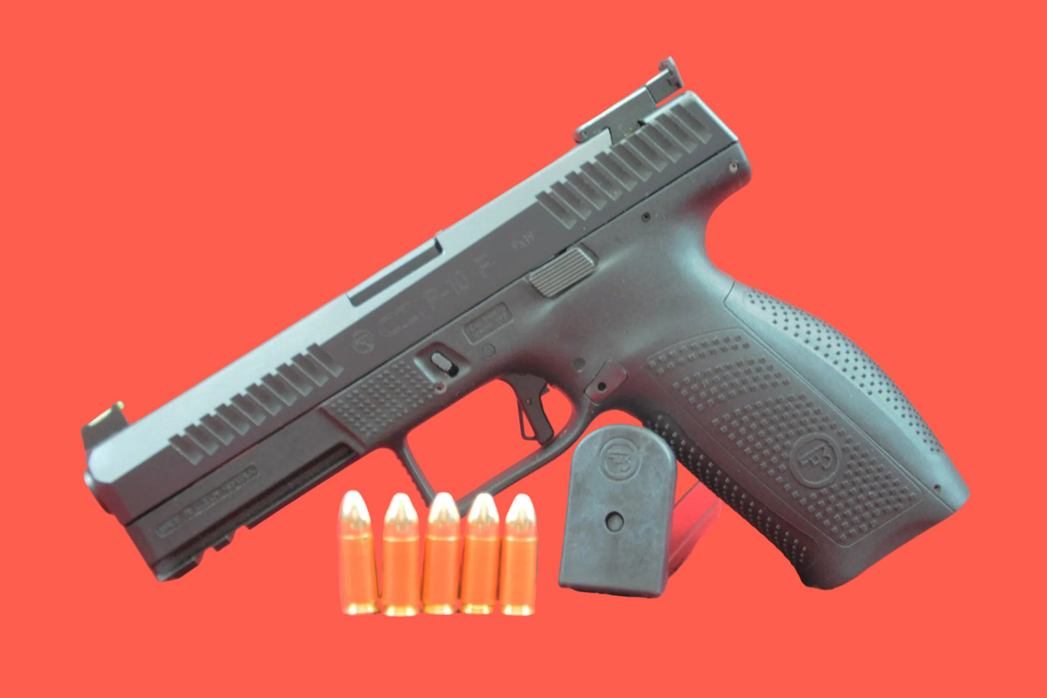 Halbautomatische Pistole CZ P-10 F 9mm Luger gebraucht - Seitenansicht/Draufsicht