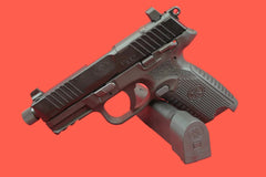 Halbautomatische Pistole FN 502 Tactical Schwarz .22 lr - Seitenansicht/Draufsicht