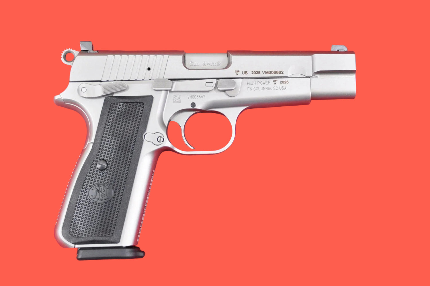Halbautomatische Pistole FN High Power 9mm Luger Stainless *Neues Modell* - Seitenansicht rechts