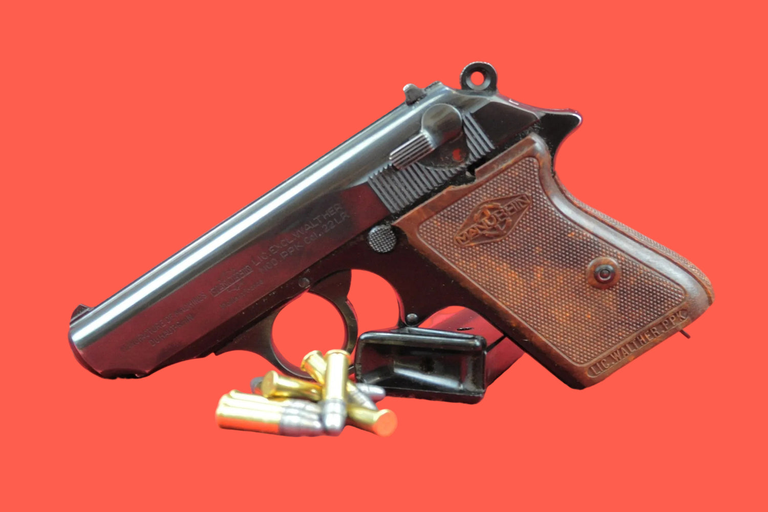 Halbautomatische Pistole Manurhin PPK .22 LR gebraucht - Seitenansicht/Draufsicht