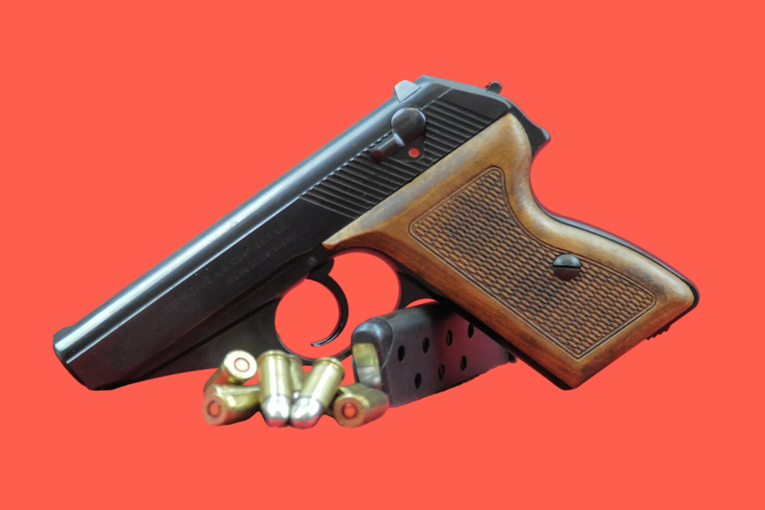 Halbautomatische Pistole Mauser HSc 7,65 mm Browning gebraucht - Seitenansicht/Draufsicht