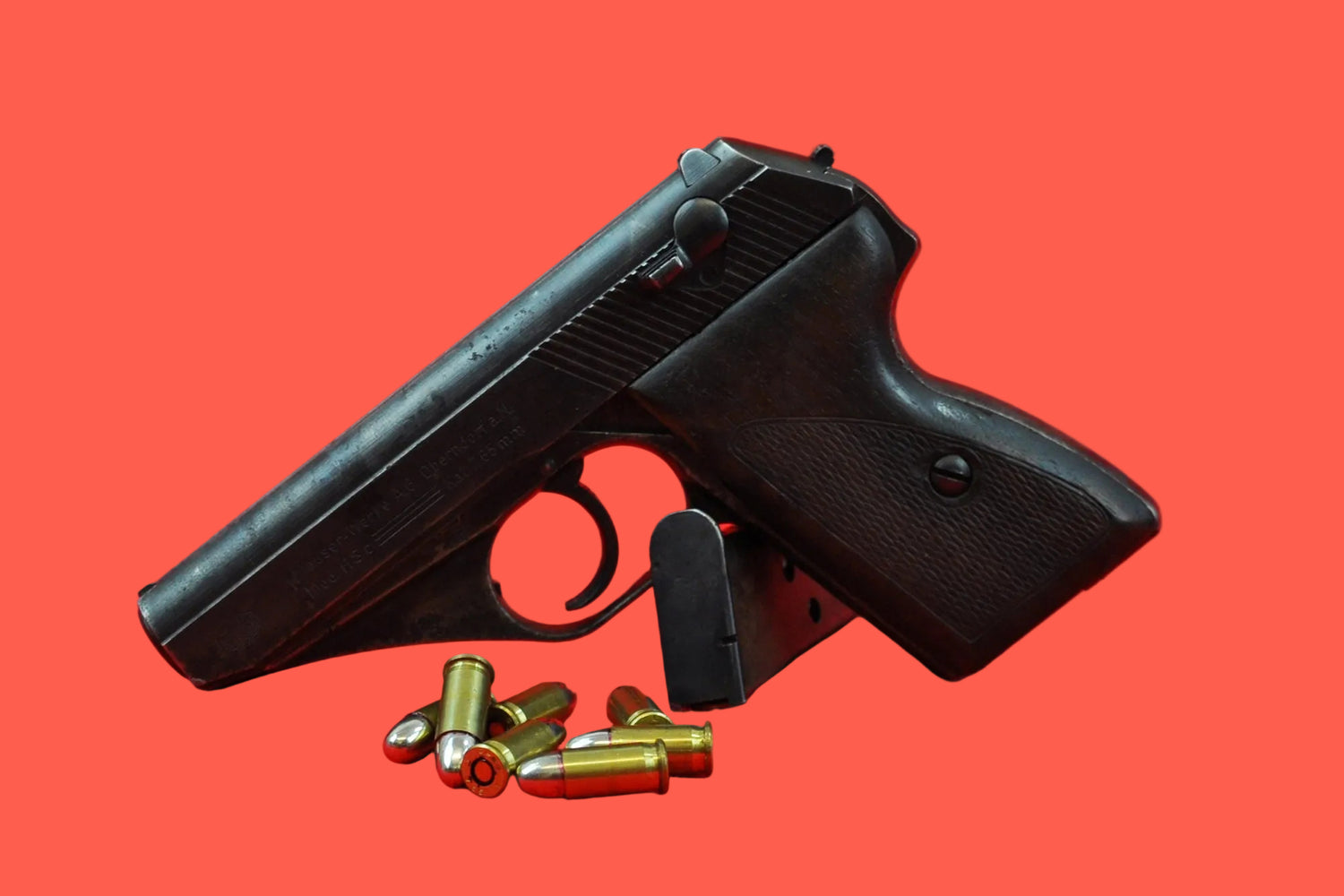 Halbautomatische Pistole Mauser HSc 7,65 mm Browning gebraucht - Seitenansicht/Draufsicht