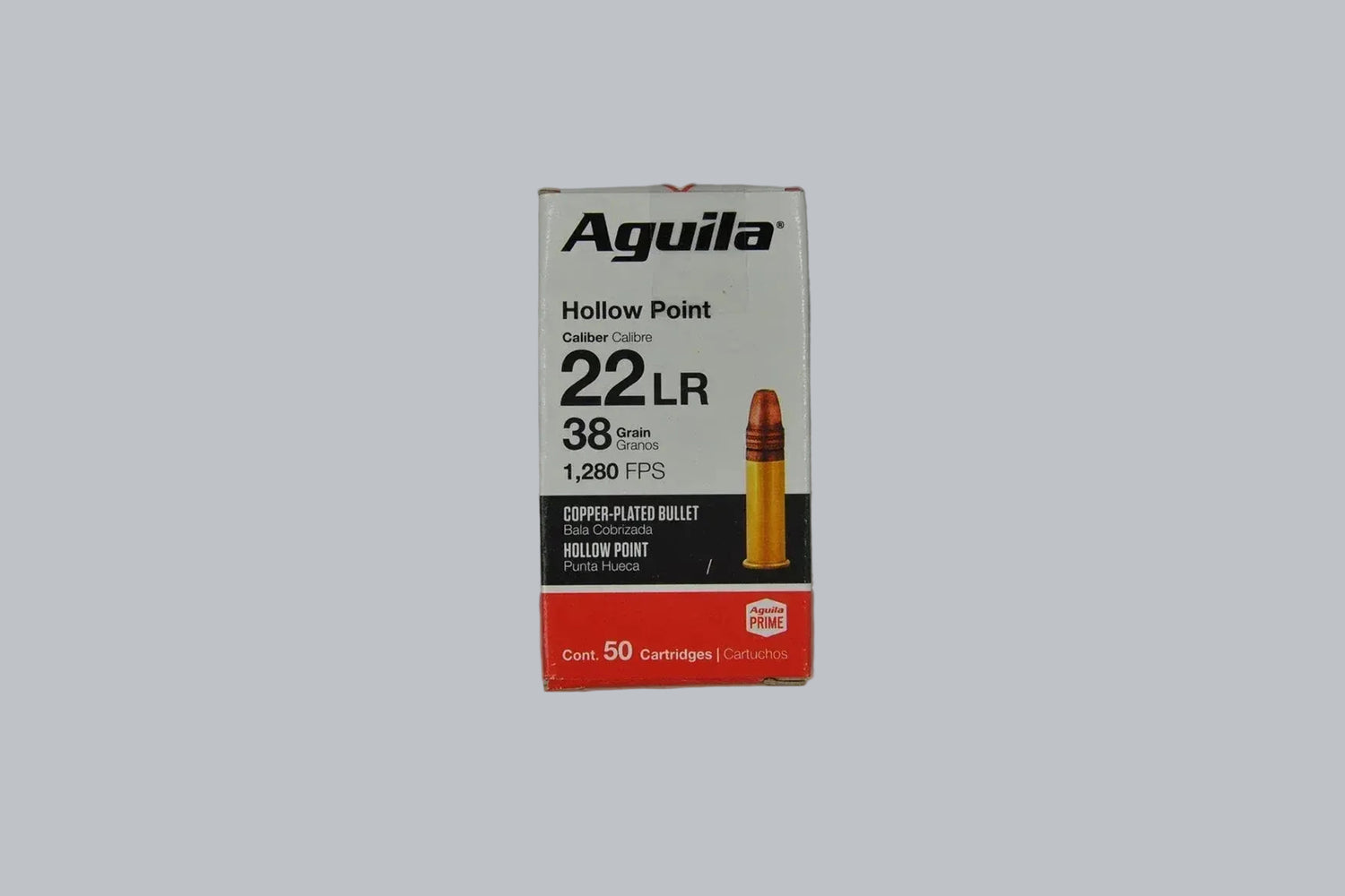 Munition Aguila Hollow Point Copper Plated .22 lr 38gr Munition, 2,5g/38gr Geschossgewicht, 50 Patronen Inhalt.