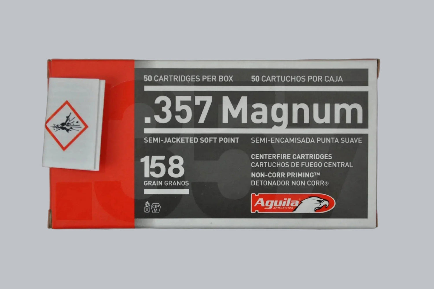 Munition Aguila SJSP .357 Mag. 158gr Munition, 10,2g/158gr Geschossgewicht, 50 Patronen Inhalt.