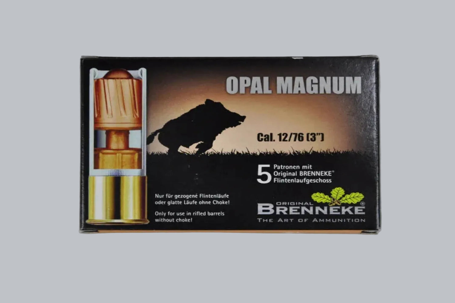 Munition Brenneke Opal Magnum 12/76 Munition, 5 Patronen Inhalt.
