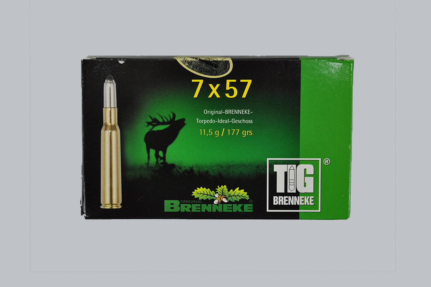 Munition Brenneke TIG 7x57 177gr Munition, 11,5g/177gr Geschossgewicht, 20 Patronen Inhalt.