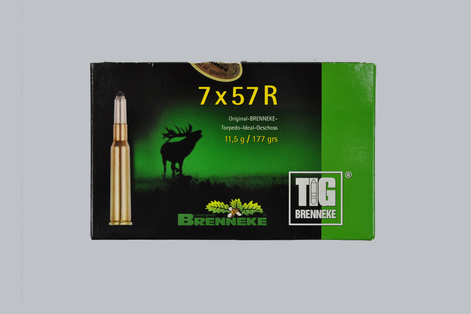 Munition Brenneke TIG 7x57 R 177gr Munition, 11,5g/177gr Geschossgewicht, 20 Patronen Inhalt.