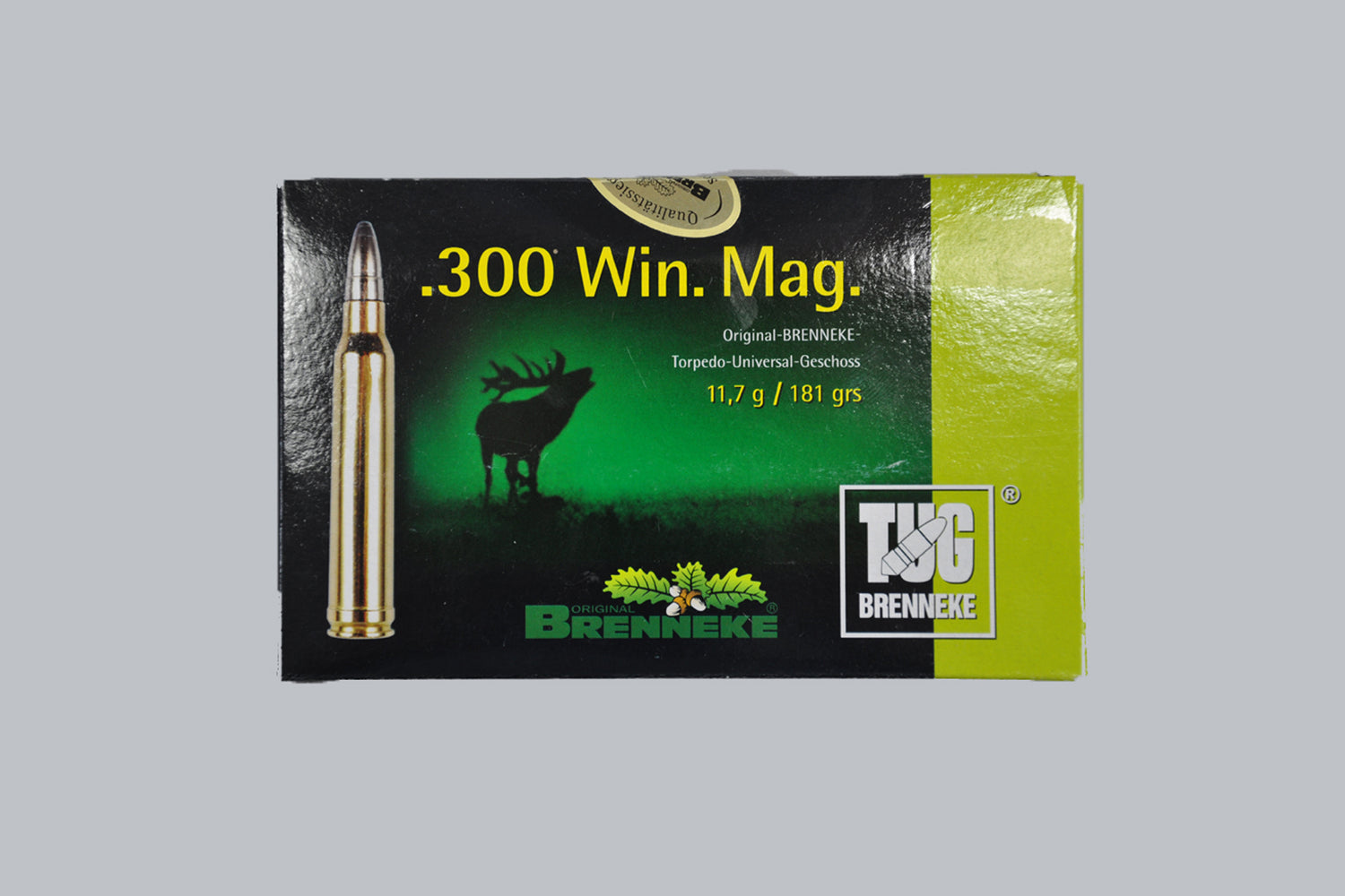 Munition Brenneke TUG .300 Win. Mag. 181g Munition, 11,7g/181gr Geschossgewicht, 20 Patronen Inhalt.
