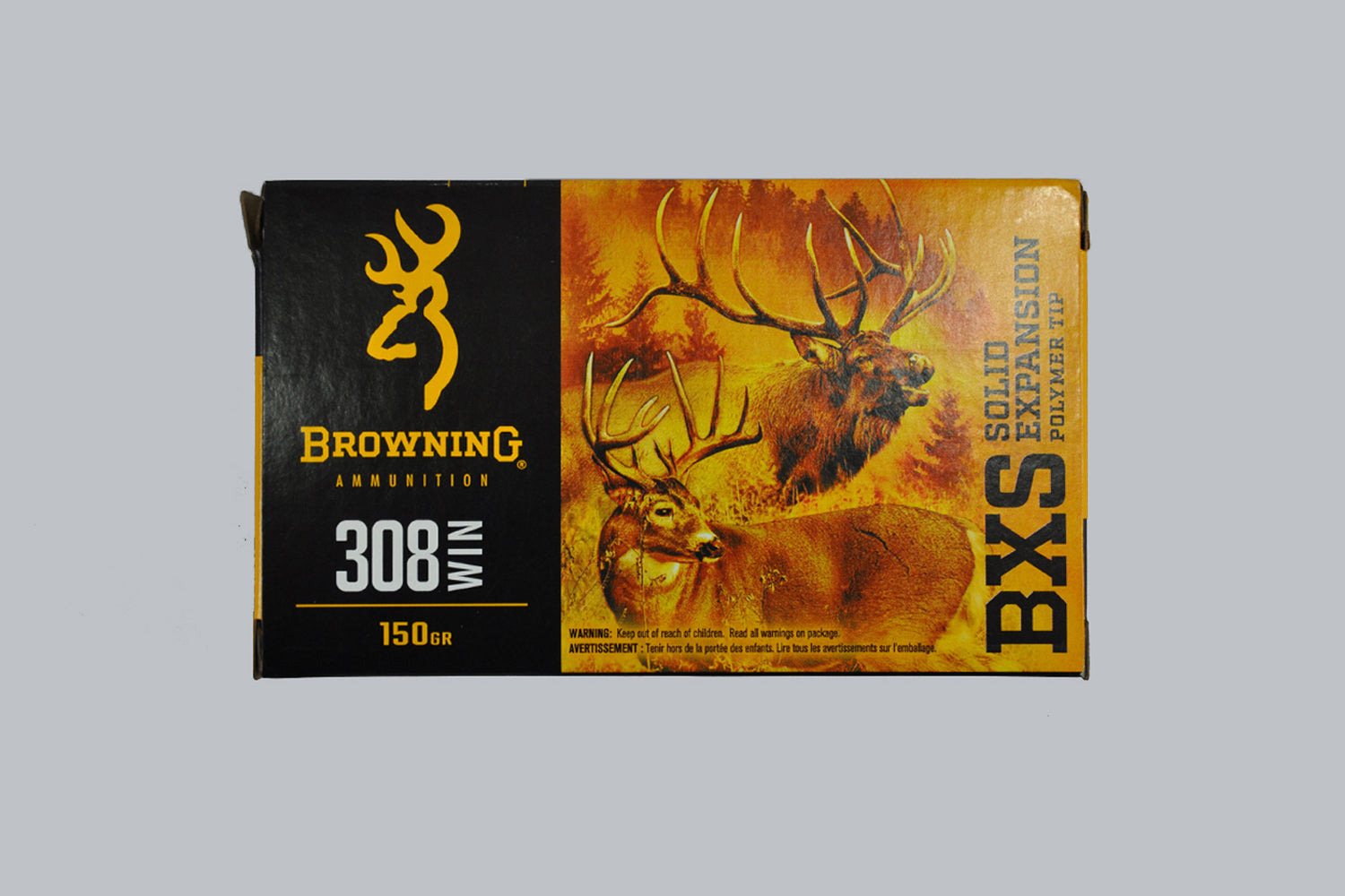 Munition Browning BXS .308 Win. 150gr Munition, 9,7g/150gr Geschossgewicht, 20 Patronen Inhalt.