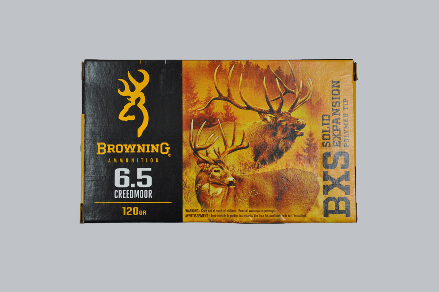 Munition Browning BXS 6,5 Creedmoor 120gr Munition, 7,8g/120gr Geschossgewicht, 20 Patronen Inhalt.