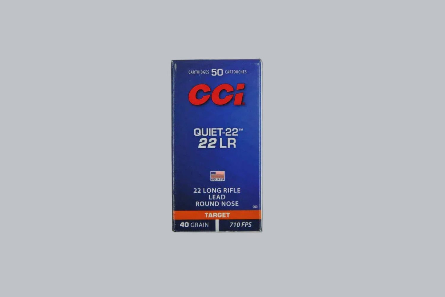 Munition CCI Quiet-22 .22 lr LRN 40gr Munition, 2,6g/40gr Geschossgewicht, 50 Patronen Inhalt.