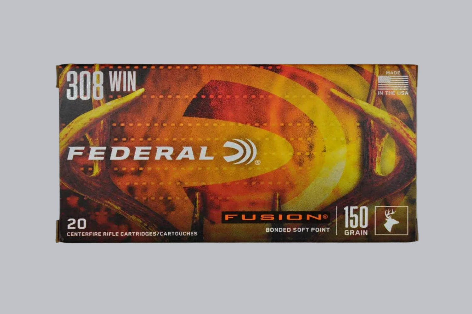 Munition Federal Fusion .308 Win. 9,7g/150gr Geschossgewicht, 20 Patronen Inhalt.