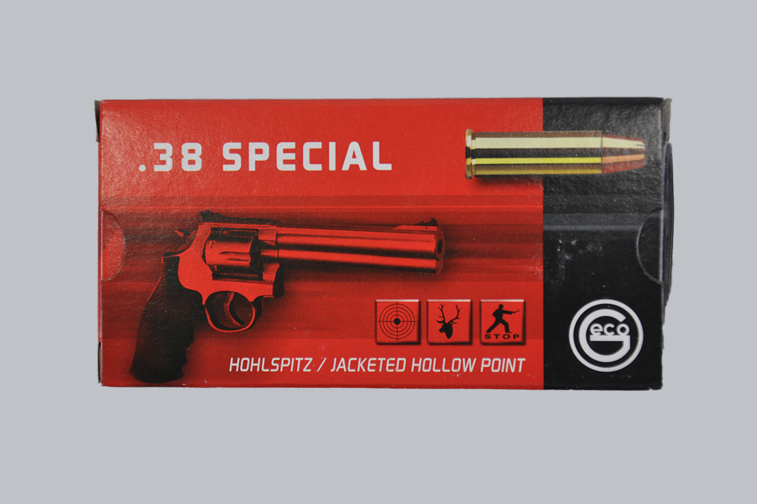 Munition Geco JHP .38 Special 158gr Munition, 10,2g/158gr Geschossgewicht, 50 Patronen Inhalt.