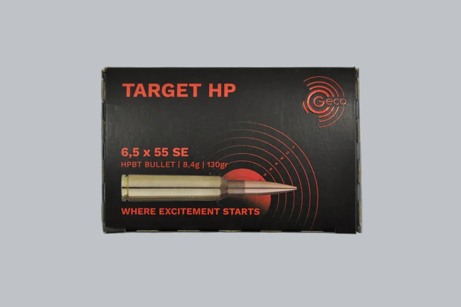 Munition Geco Target HP 6,5x55 SE 130gr Munition, 8,4g/130gr Geschossgewicht, 50 Patronen Inhalt.