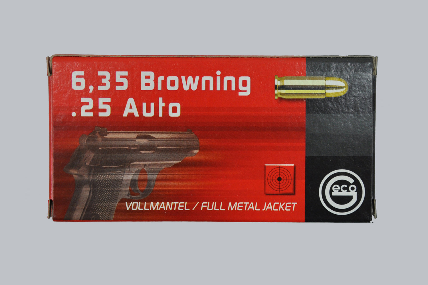 Munition Geco VMR 6,35 Browning 49gr Munition, 3,2g/49gr Geschossgewicht, 50 Patronen Inhalt.
