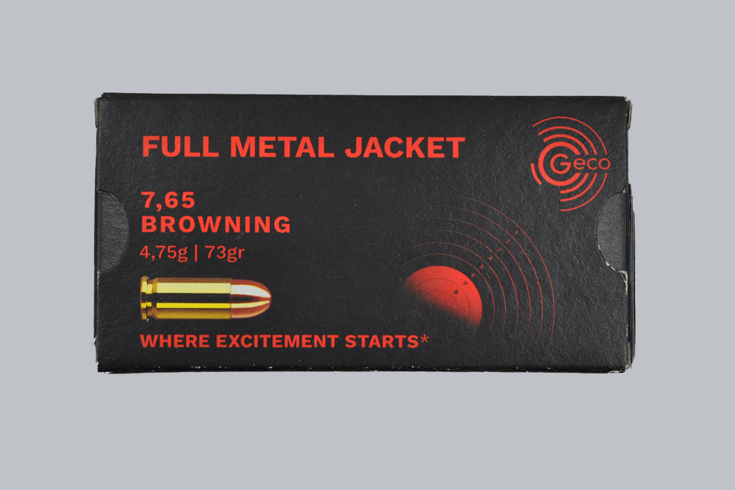 Munition Geco VMR 7,65 Browning 73gr Munition, 4,7g/73gr Geschossgewicht, 50 Patronen Inhalt.