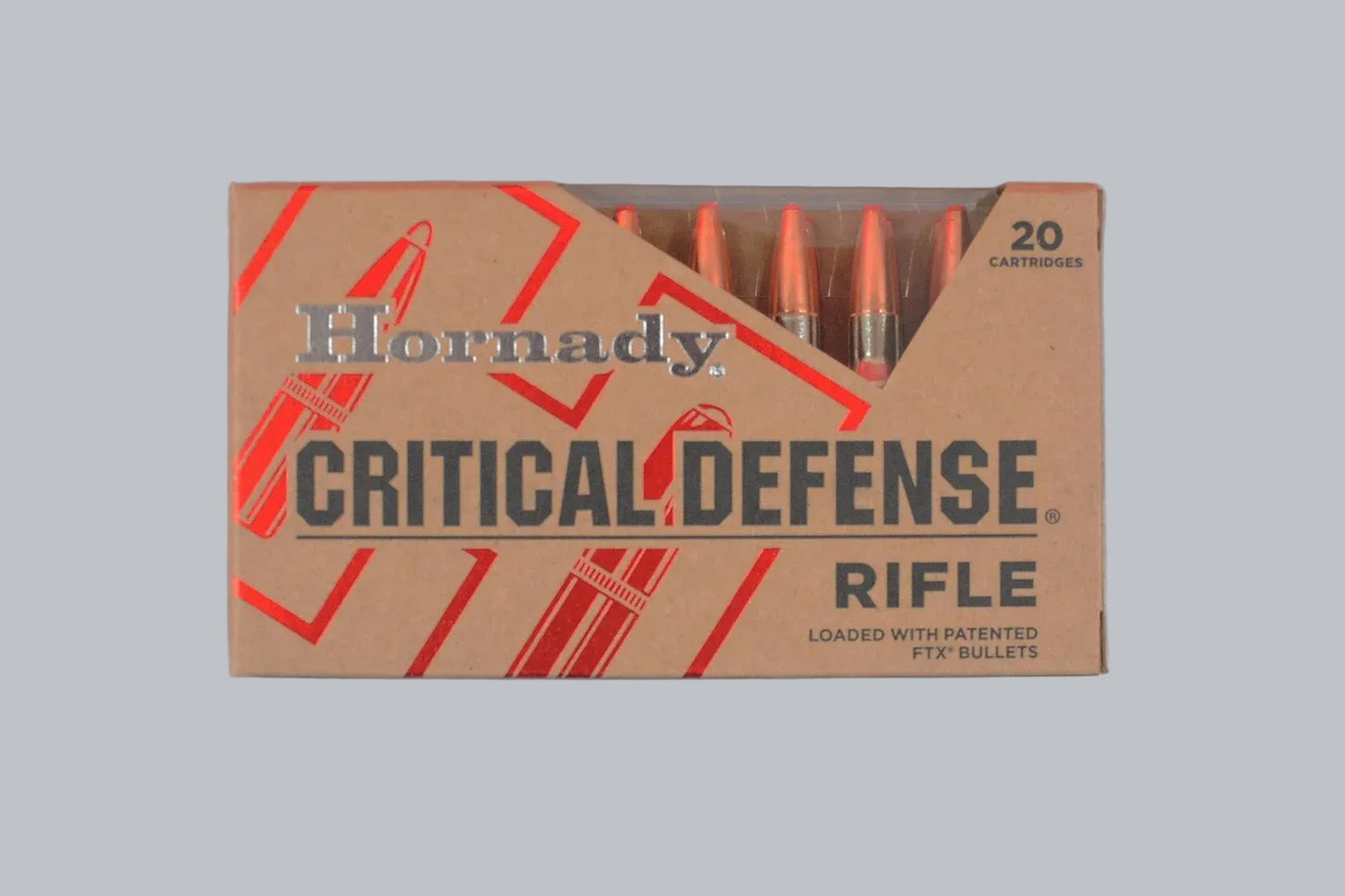 Munition Hornady Critical Defense FTX .308 Winchester 155gr Munition, 10,0g/155gr Geschossgewicht, 20 Patronen Inhalt.